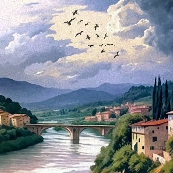 Italy Fantasy Art Watercolor‎ Oil Painting Print - Picture 3 of 6